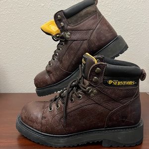 Herman Survivor Oxford Work Boots Men’s 10 Brown Leather Oil Resistant 4715339￼.